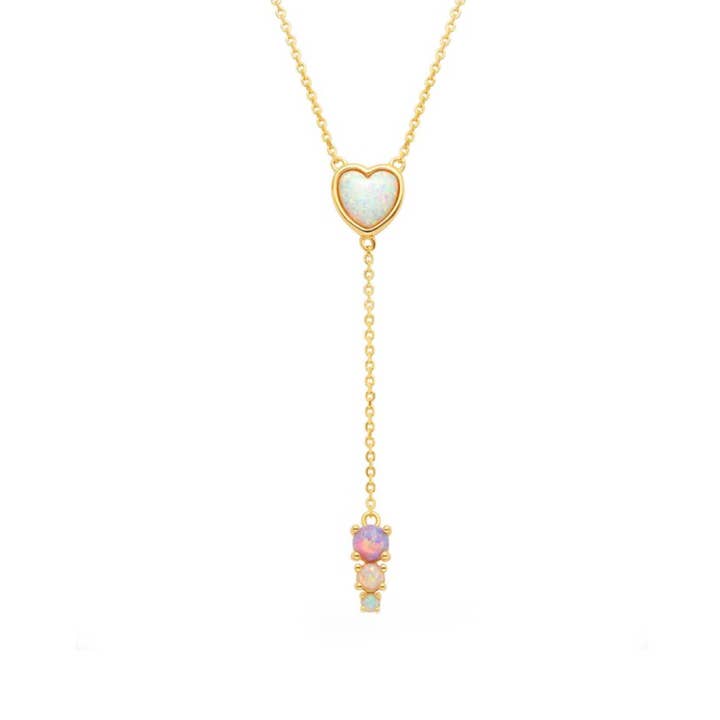 Pastell-Opal-Herz-Lariat für den Großhandel von La Kaiser