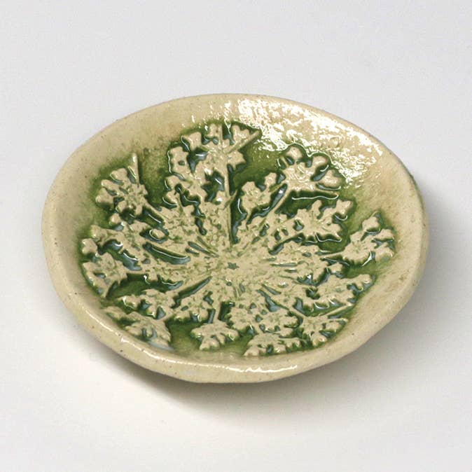 Pottery Dish Bowl - Queen Anne's Lace for wholesale by Walton Clay Studio