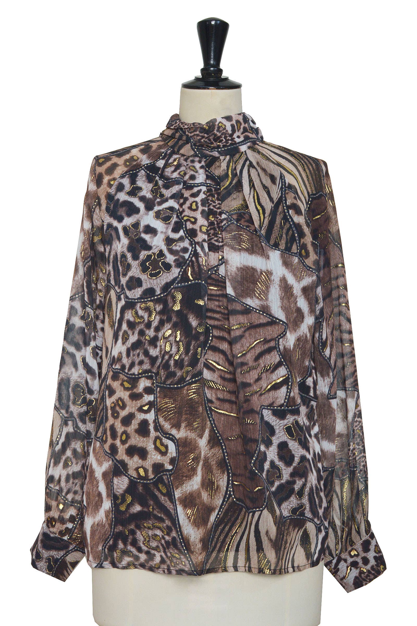 ELLI WHITE - Wholesale Blouse - Women's - Animal print blouse with golden highlights6