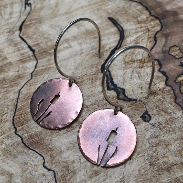 Brincos de Cobre Martelado em Cobre por atacado de C Beulah B Jewelry
