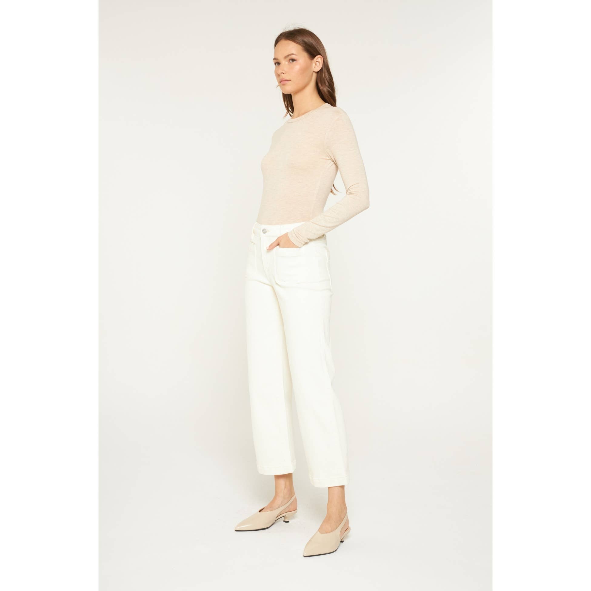 WHITE CHOCOLATE HIGH RISE CROPPED WIDE LEG WITH PATCH PKT for wholesale on Faire3