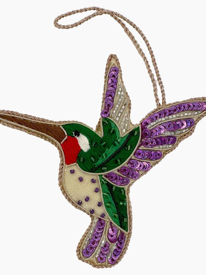 Hummingbird Purple Ornament for wholesale by Henry Handwork