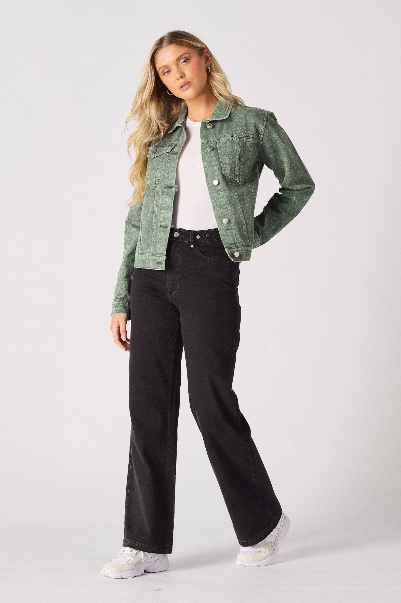 JMOJO UK Limited – wholesale Denim jacket – Women's – Sage Denim Trucker Jacket – Pearl Green6