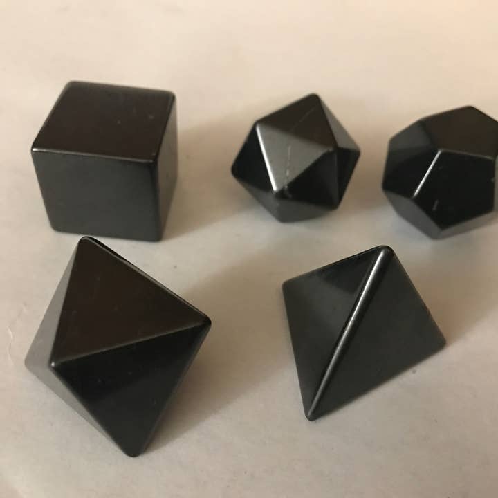 Shungite Platonic Solids (5 Elements), 2 cm for wholesale by Elite Gems