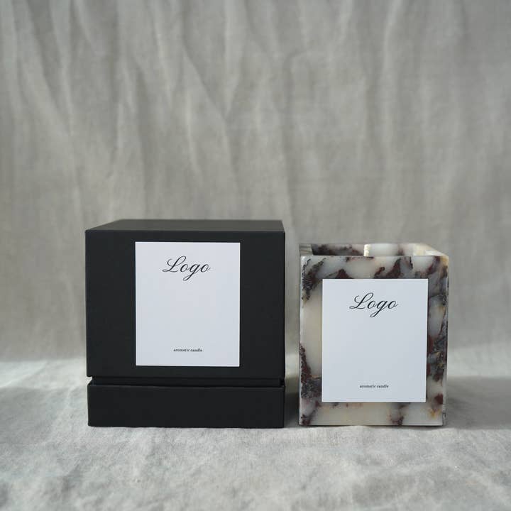 Calacatta Viola White Label Ready Candle + Box Set for wholesale by Standard Wax