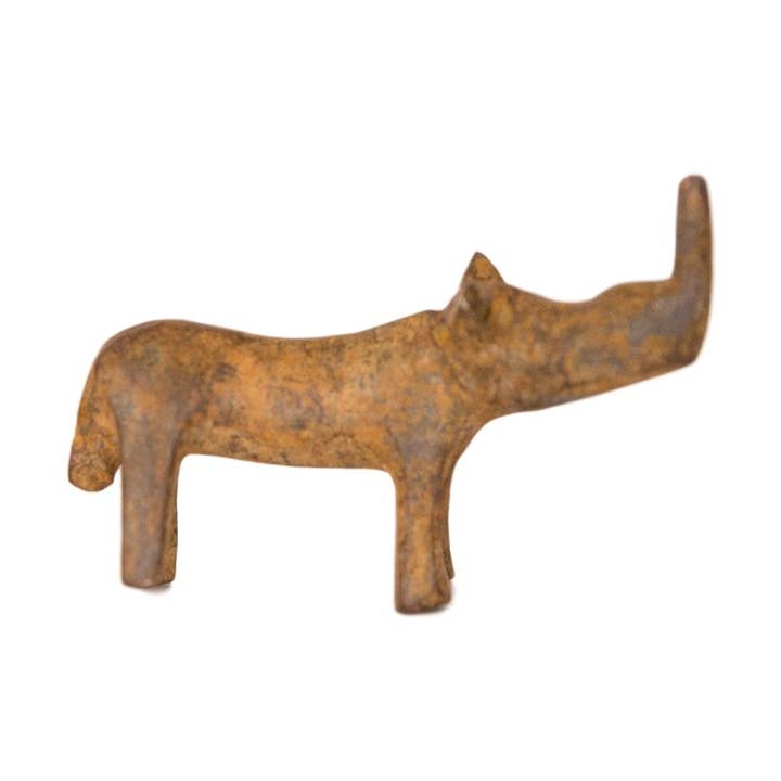 Mini rhinocéros à dos incliné en bronze africain vintage pour la vente par Old New House