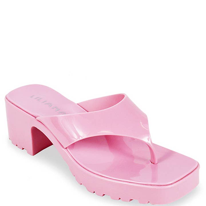 GLOSS JELLY THONG STRAP THICK HEEL SLIPPER 18 PA, RUDY 4 18 for wholesale by JOIA ACCESSORIES