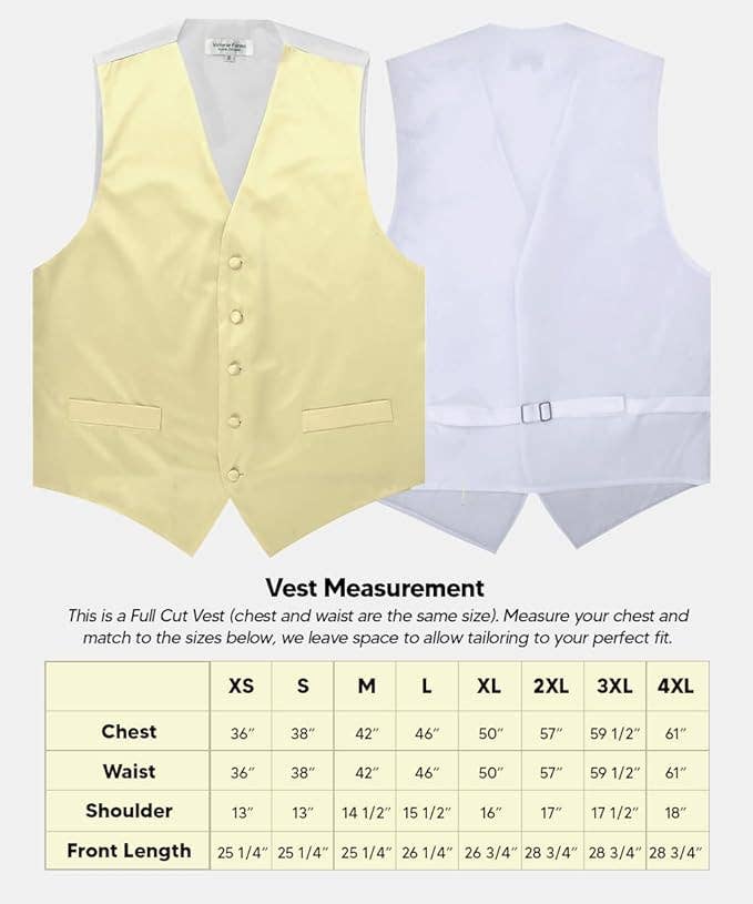 Dubal Brothers - Wholesale Suit Vest - Men's - Vittorio Farina Solid Satin Vest Set (White Back) Var. 01 (Beige-Maize)47