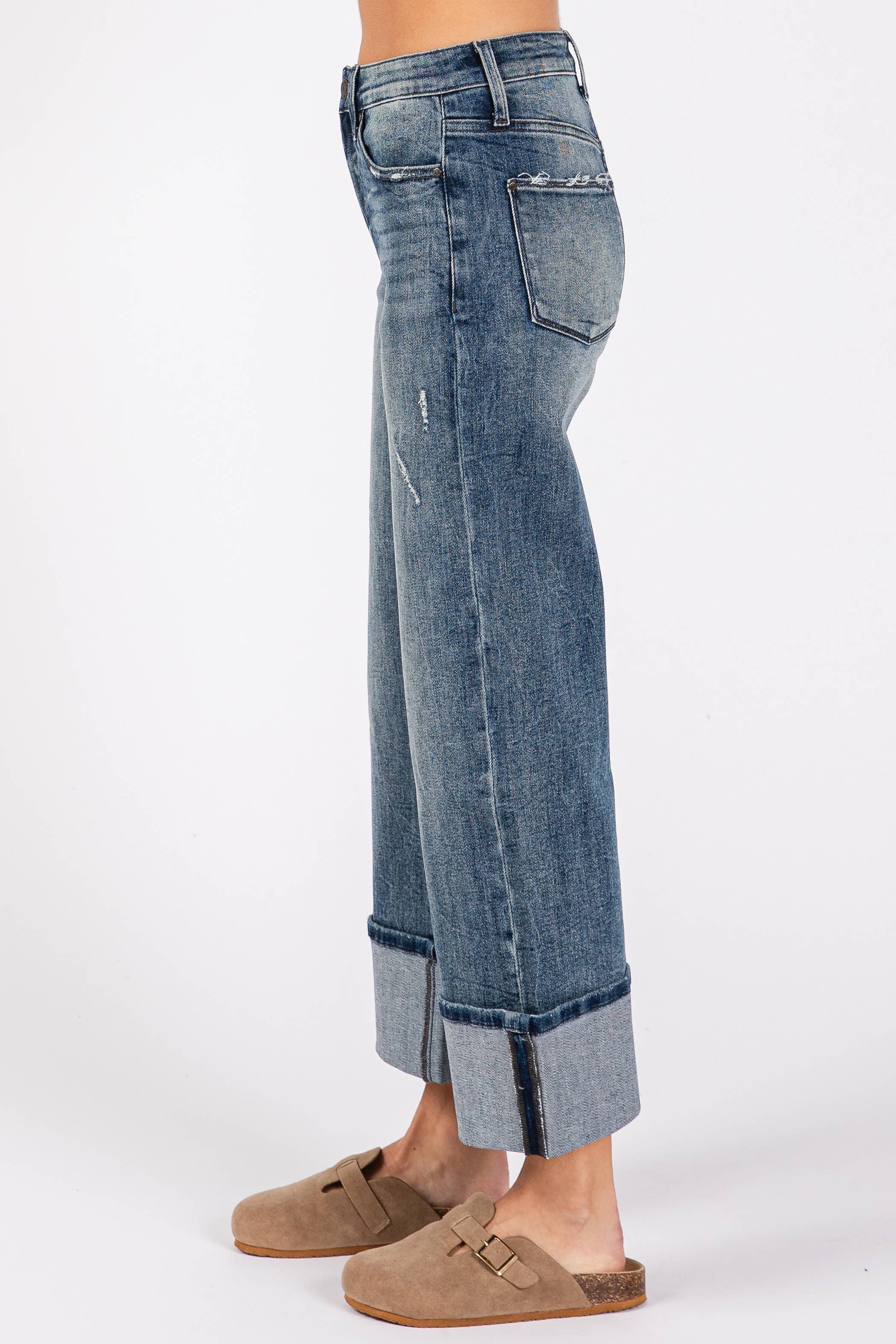 Petra153 - Wholesale Jeans - Women's - P1296T-DM HIGH RISE STRETCH LOOSE STRAIGHT W/ CUFFED HEM9