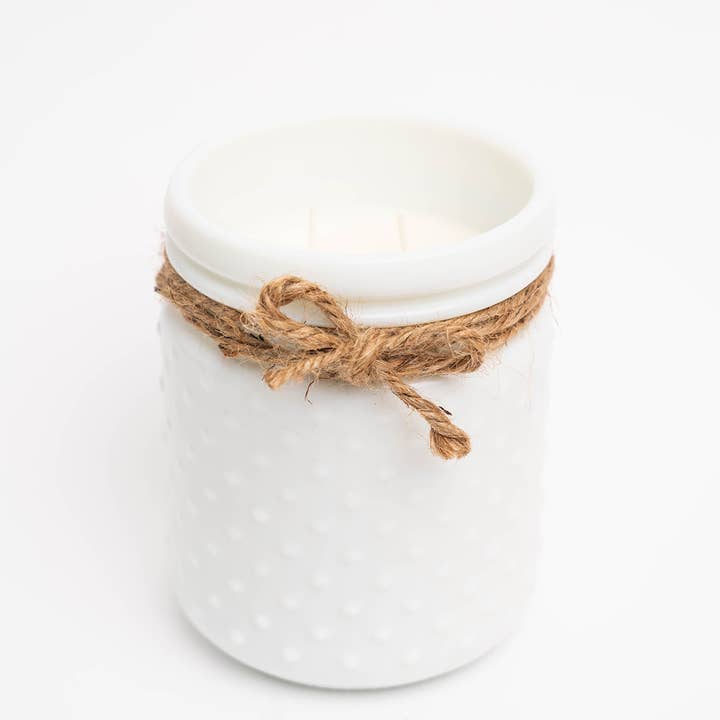 Sweet Wick Candle Company - Vente Bougie en bocal - Bougie Vintage Blanche en Verre à Picots sans Charme0