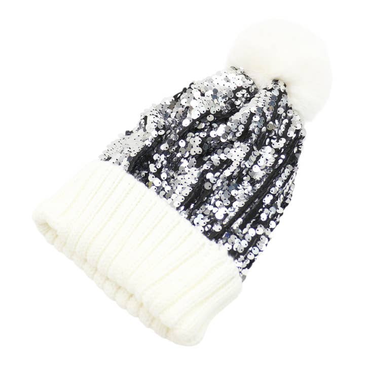 TAPA fashion - Wholesale Beanie – Women's - Pom Pom Sequin Beanie HA3715-1 (3PC)46