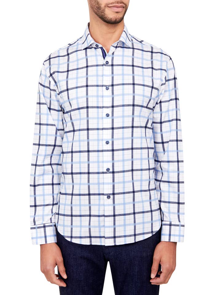 Men's Large Windowpane Check Shirt for wholesale by Michelsons of London