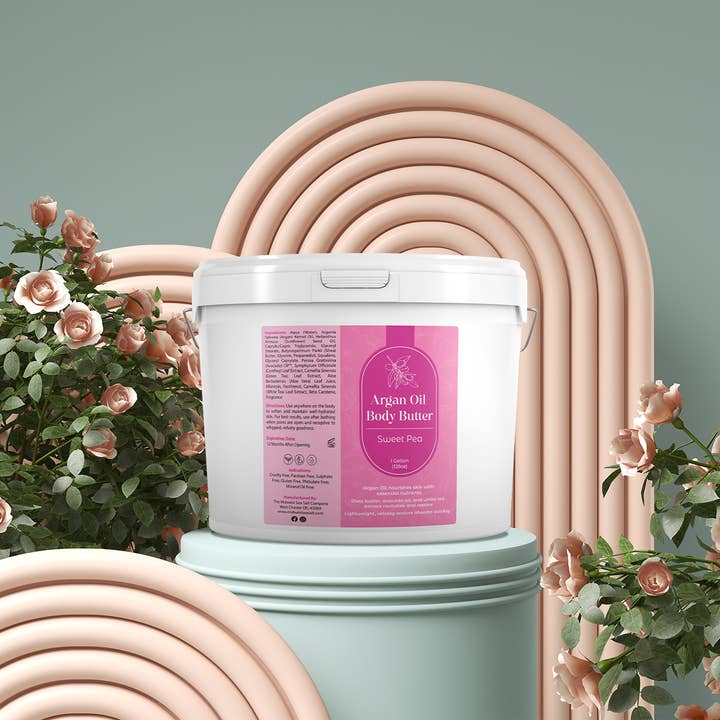 The Midwest Sea Salt Company - Wholesale Body balm/butter - Sweet Pea Argan Oil Body Butter - 1 Gallon4