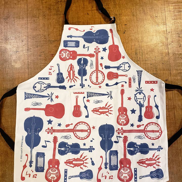 Grembiule a motivo di strumenti per la vendita all'ingrosso da parte di Hatch Show Print