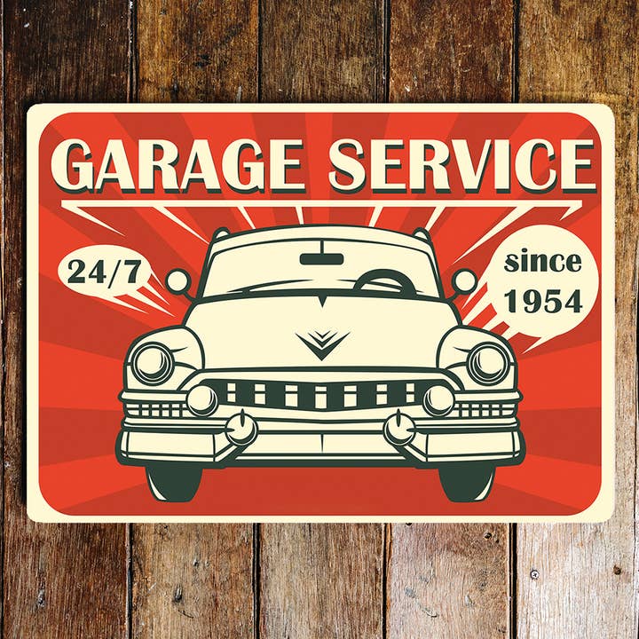 Garage service 24/7 since 1954 car
Metal Sign plaque for wholesale by The British Metal Signs Company
