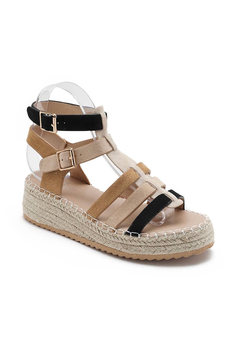 Joia Paris - Wholesale Sandals - Women's - Trendy multicolored flat gladiator espadrille H8-88812