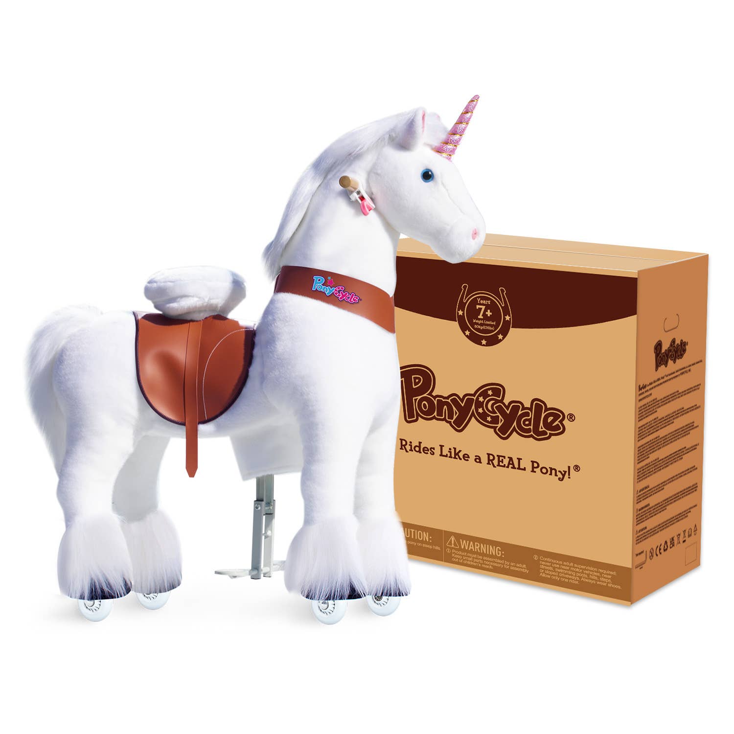 PonyCycle - Vente Cheval à bascule – enfant - PonyCycle Cheval à Bascule Licorne Blanche | Jouet à Chevaucher en Peluche4