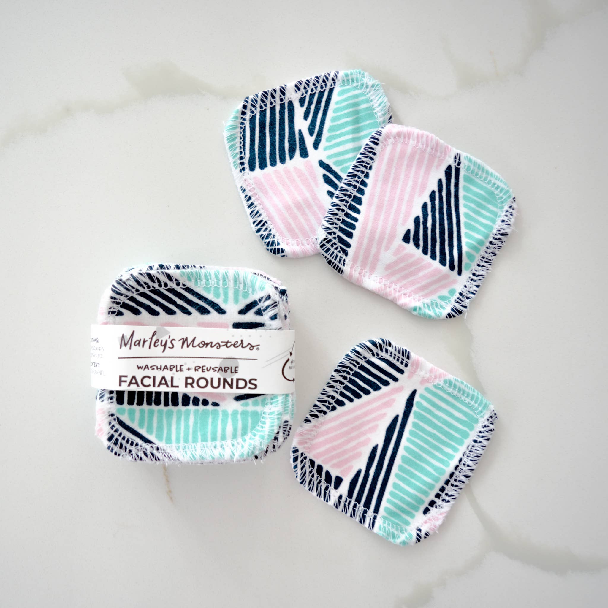 Marley's Monsters – wholesale Face & body wipes – Facial Rounds: Prints - 10 or 20 Packs - Case of 69