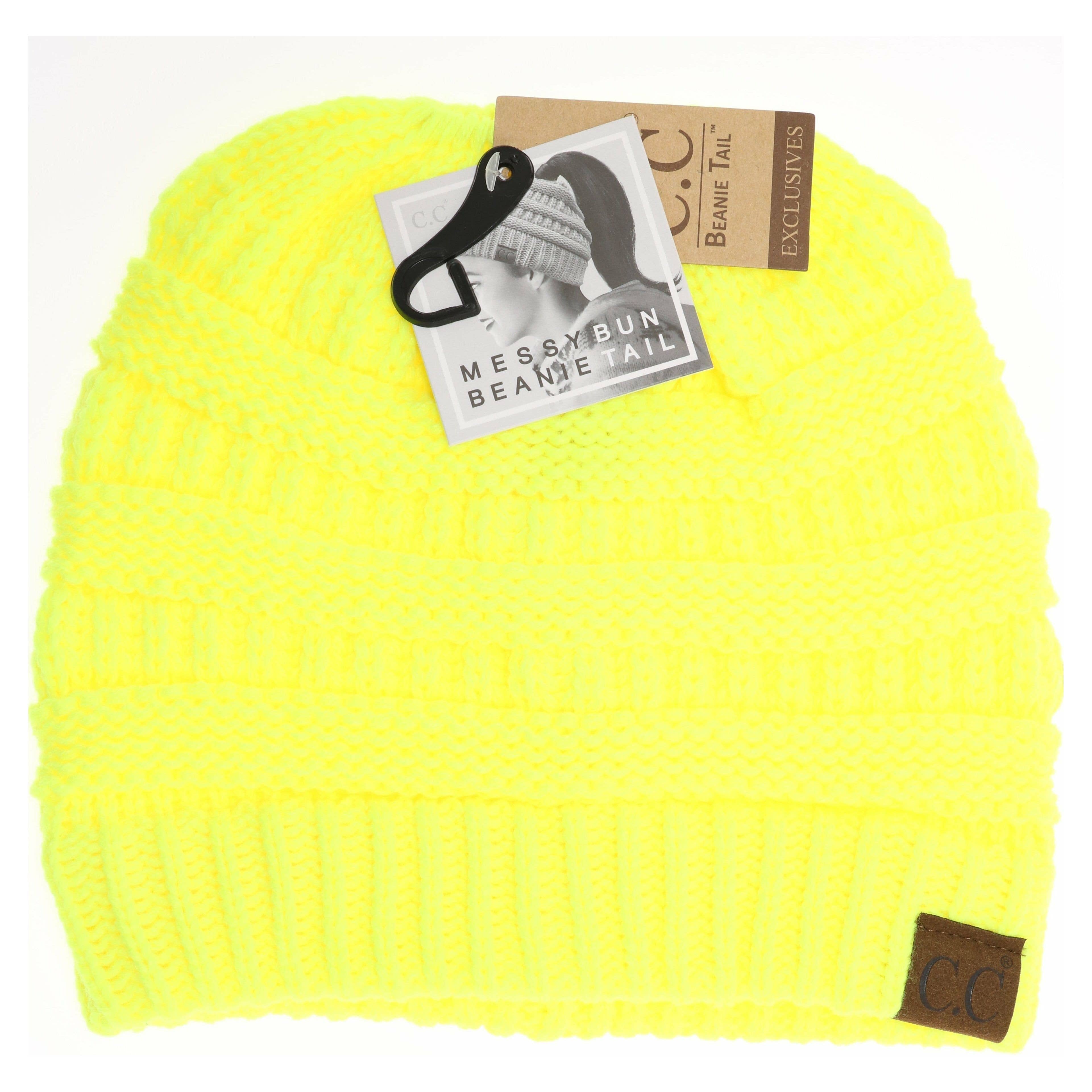 Neon Yellow Solid Classic CC Beanie Tail MB20A for wholesale on Faire4