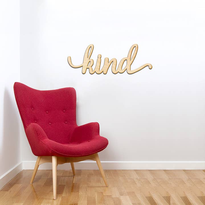 kind Charlie Script Wood Cutout Sign for wholesale by Woodums