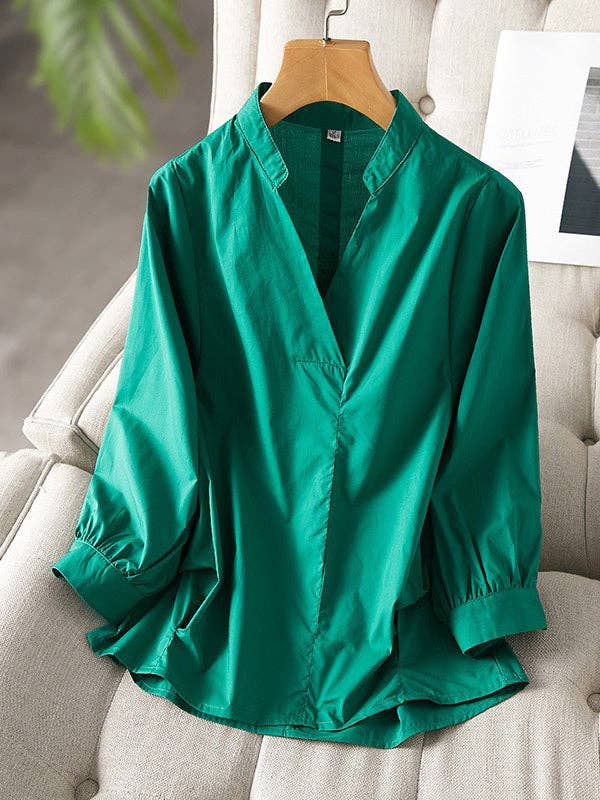 VividLux - Venta al por mayor Blusa - Mujer - Blusa Urban de color liso con cuello alto0