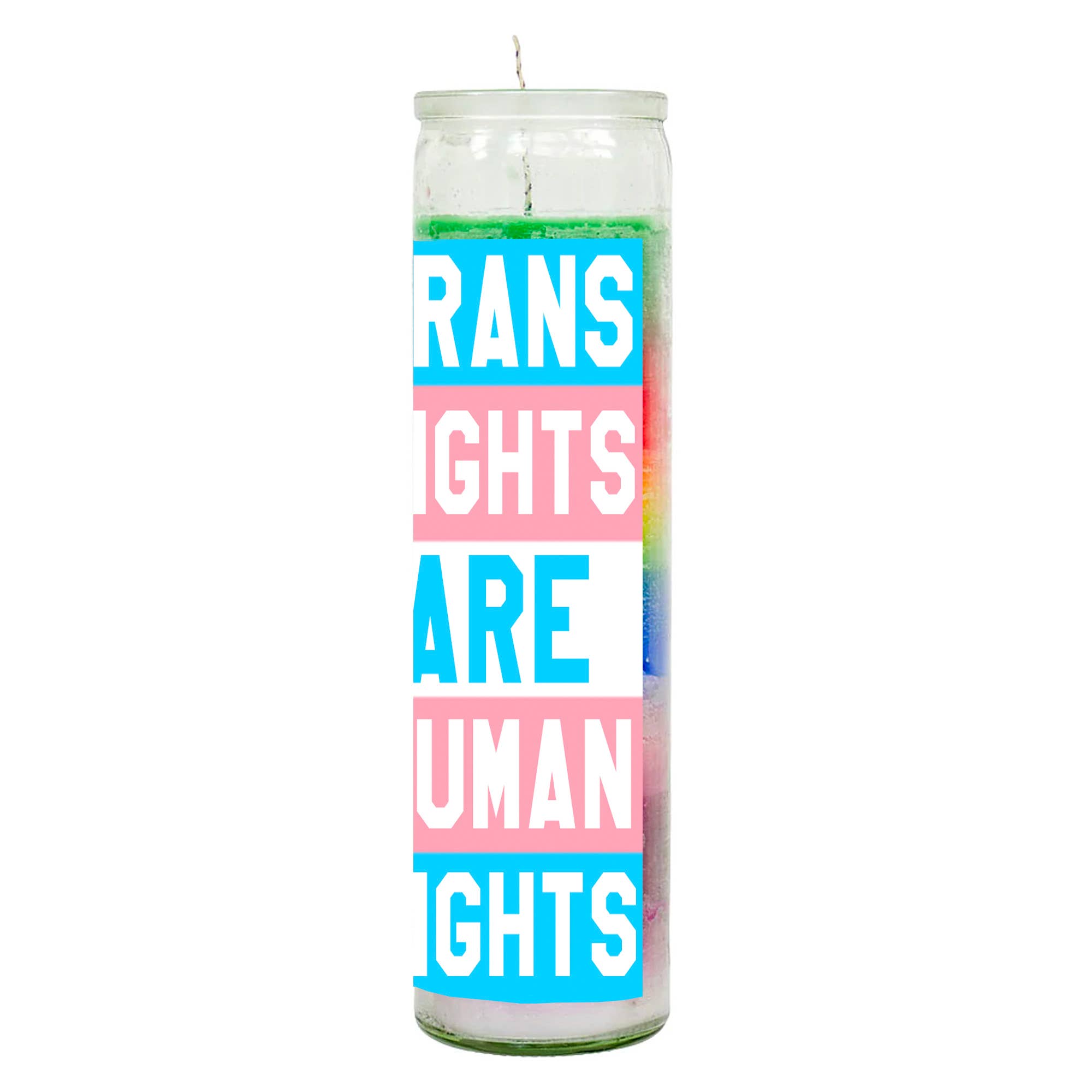 BOBBYK - Wholesale Votive Candle - Trans Rights are Human Rights Rainbow Candle2