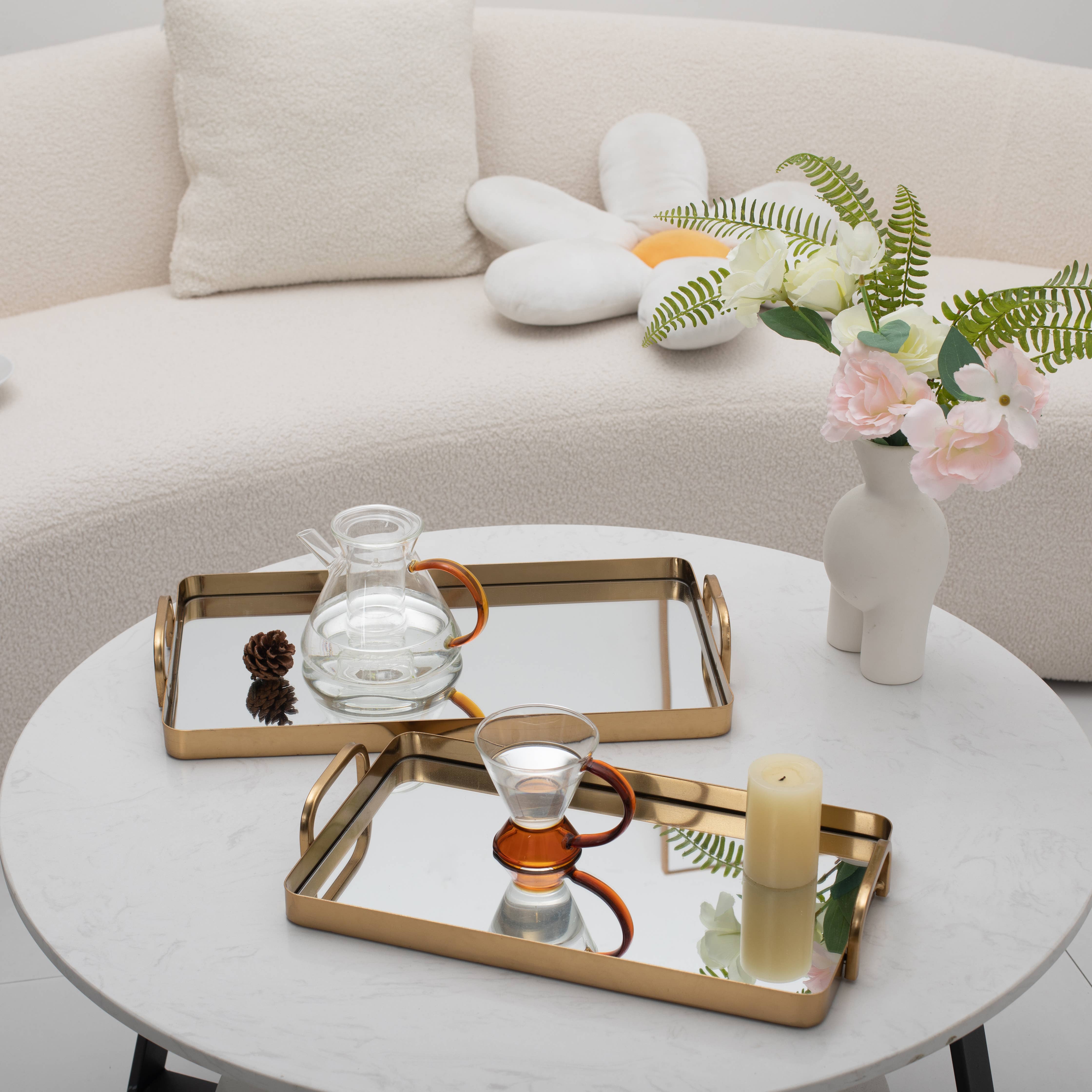 Cheungs Home Decor - Wholesale Decorative Tray - Nuvelle Set of 2 Metal Mirrored Trays5