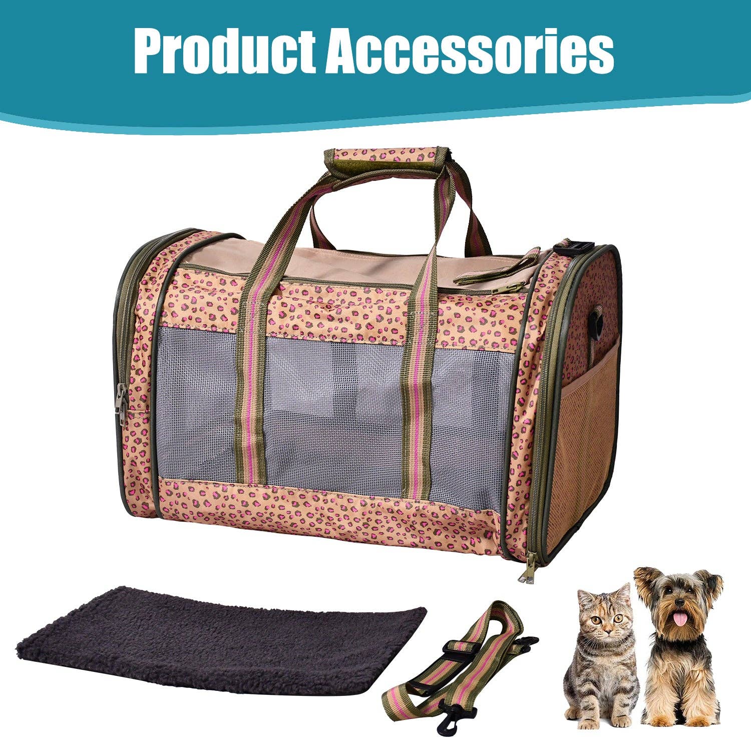 Jespet - Wholesale Pet Carrier - Cat/Dog - GOOPAWS Soft-Sided Travel Small Dog & Cat Carrier Bag, Orange Cheetah5
