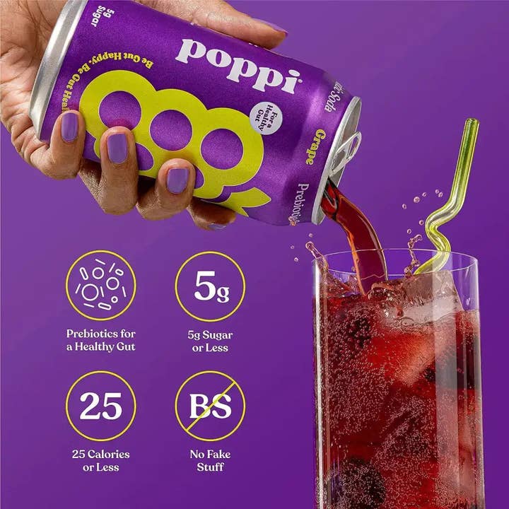 Echo Sales Canada - Wholesale Soda/Carbonated Drink - POPPI Sparkling Prebiotic Grape Soda, case 12ct