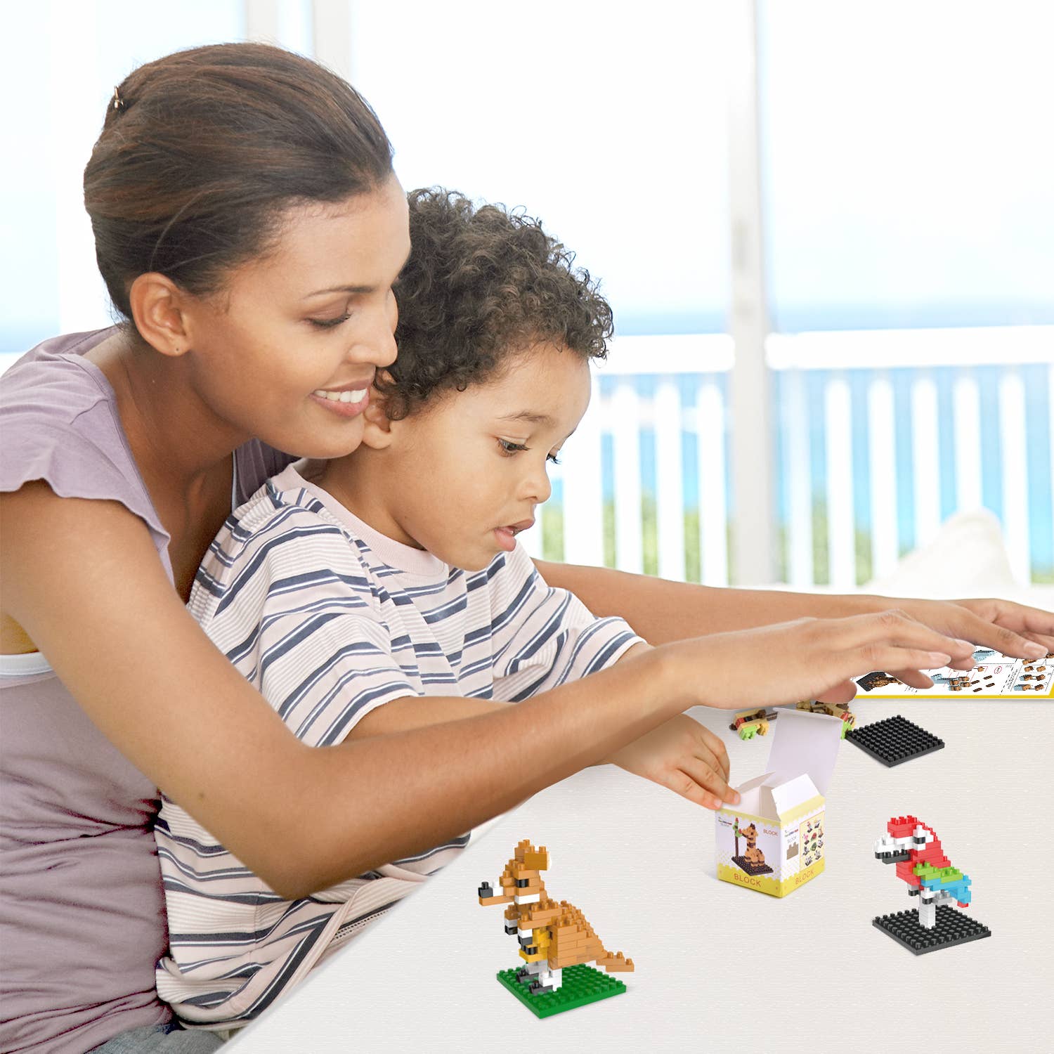 Fun Little Toys – wholesale Byggsats - Barn – Set med 12 djurinspirerade byggklossar3