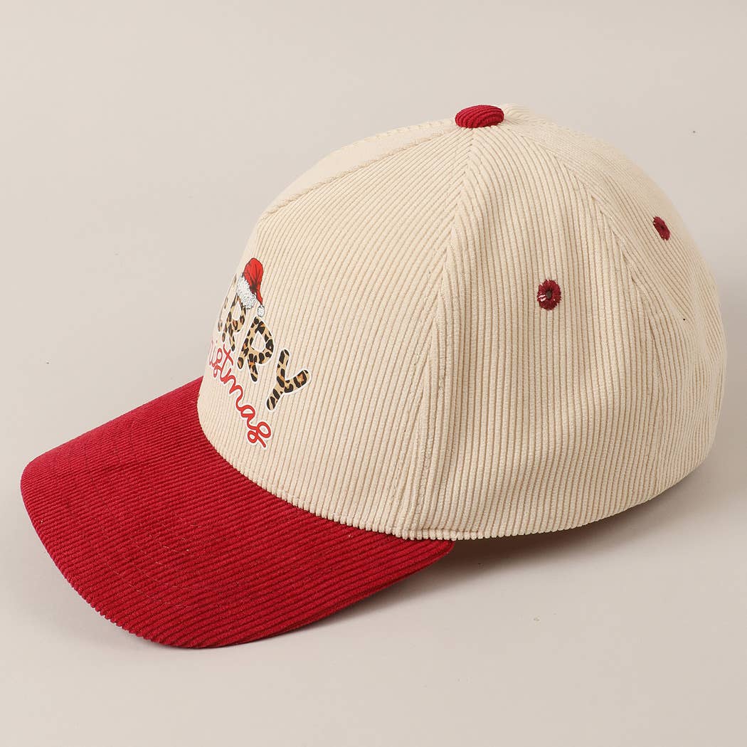 Fashion City – Boné de beisebol - Unissexo por atacado – Boné de veludo cotelê bicolor de texto divertido Felry Christmas8