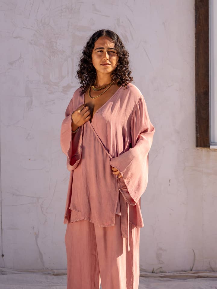 Sao Wrap Top | Orange Peel | Dirty Rose for wholesale on Faire5