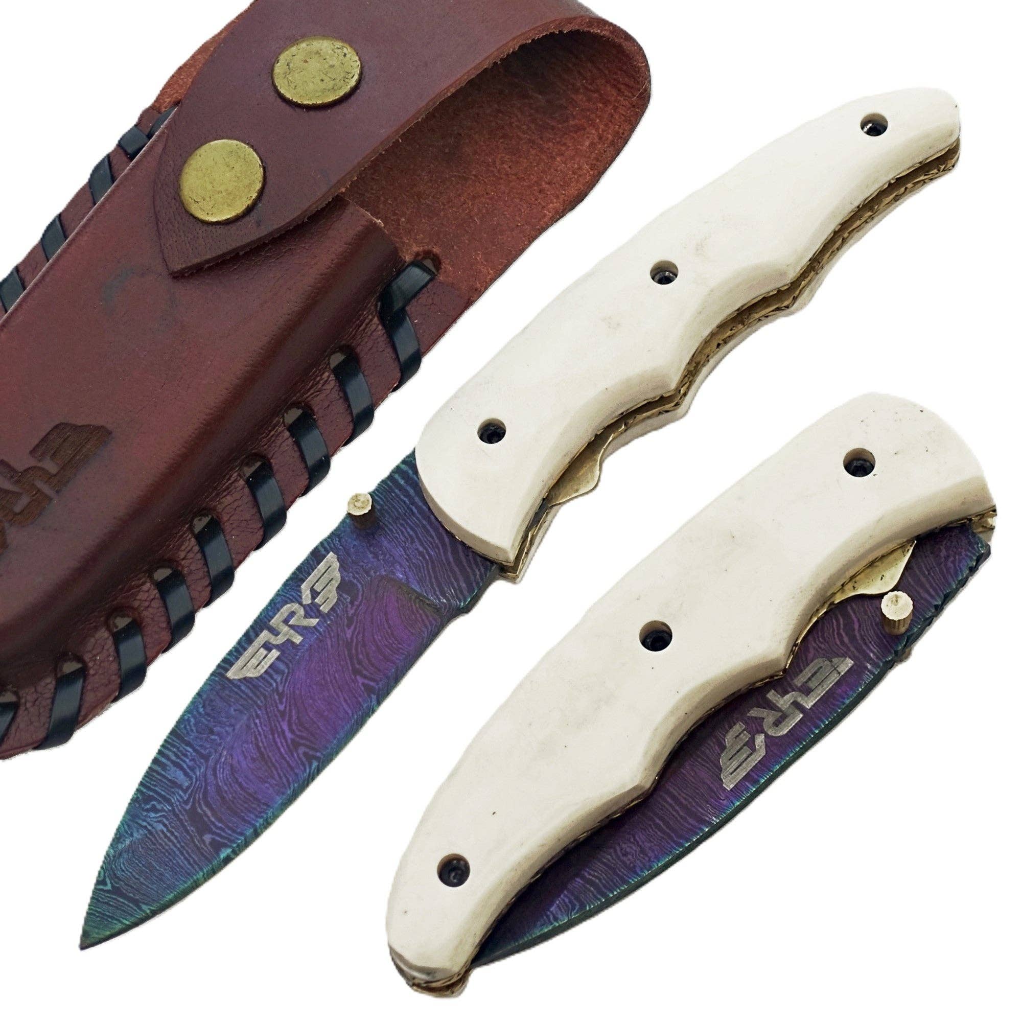 Ruddock Bros. LLC - Vente Couteau de poche/étui - Couteau Pliant Pino Grigio - Acier Damas0