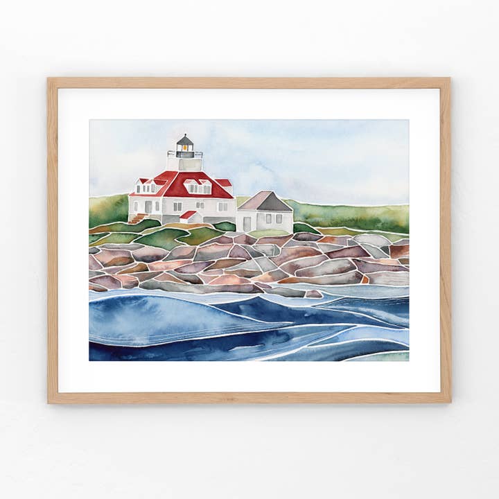 Egg Rock Lighthouse- Giclée Art Print for wholesale by Petal & Lark Watercolor Co.