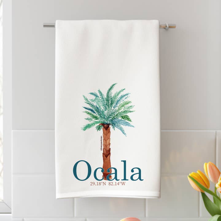 Palmboom keukenhanddoek voor wholesale door Blue Poppy Designs