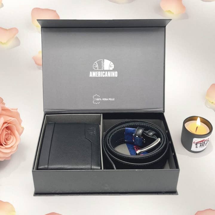 Valentinsdag Gave | Herre Læderpung & Bæltesæt, art. IDK968-35 for engroshandel hos Suie Valentini srl