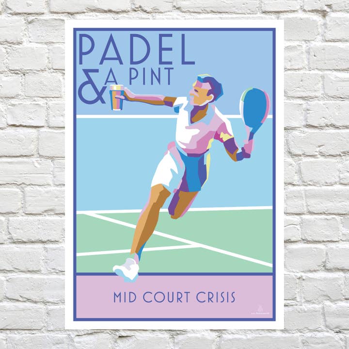 BeckyBettesworth - Wholesale Art Print - Padel & a Pint A4 Print1