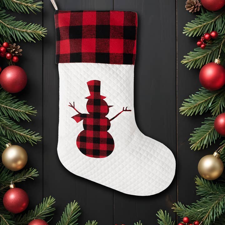 GEXWORLDWIDE - Wholesale Holiday Stocking - 2025 New Classic Red Black Plaid Christmas Stocking1