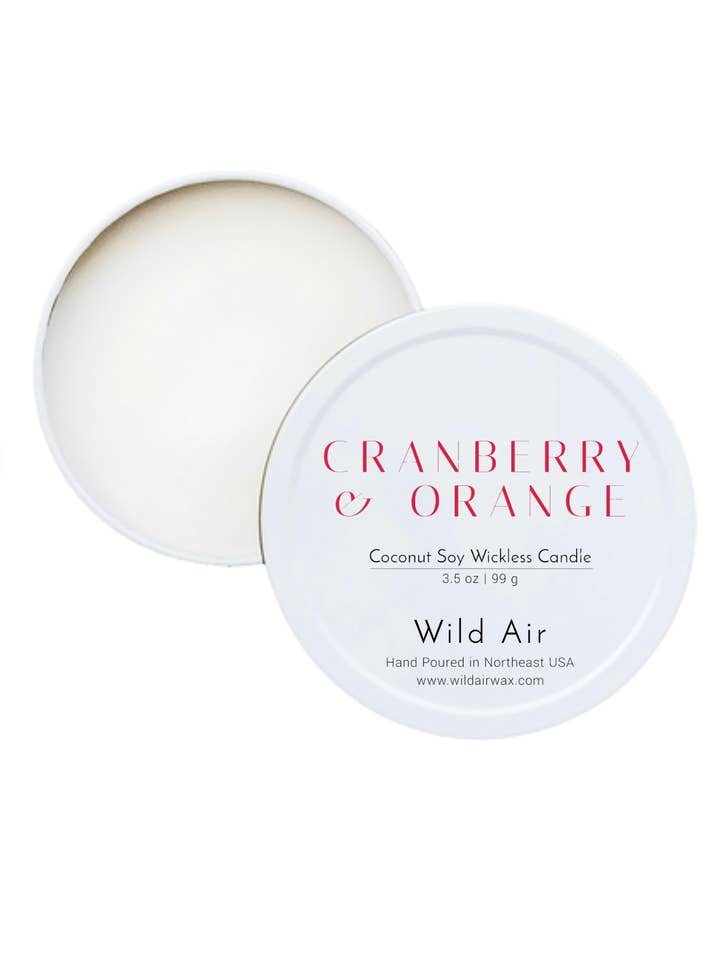 Cranberry + Orange Wickless Candle 3.5 oz for wholesale by Wild Air