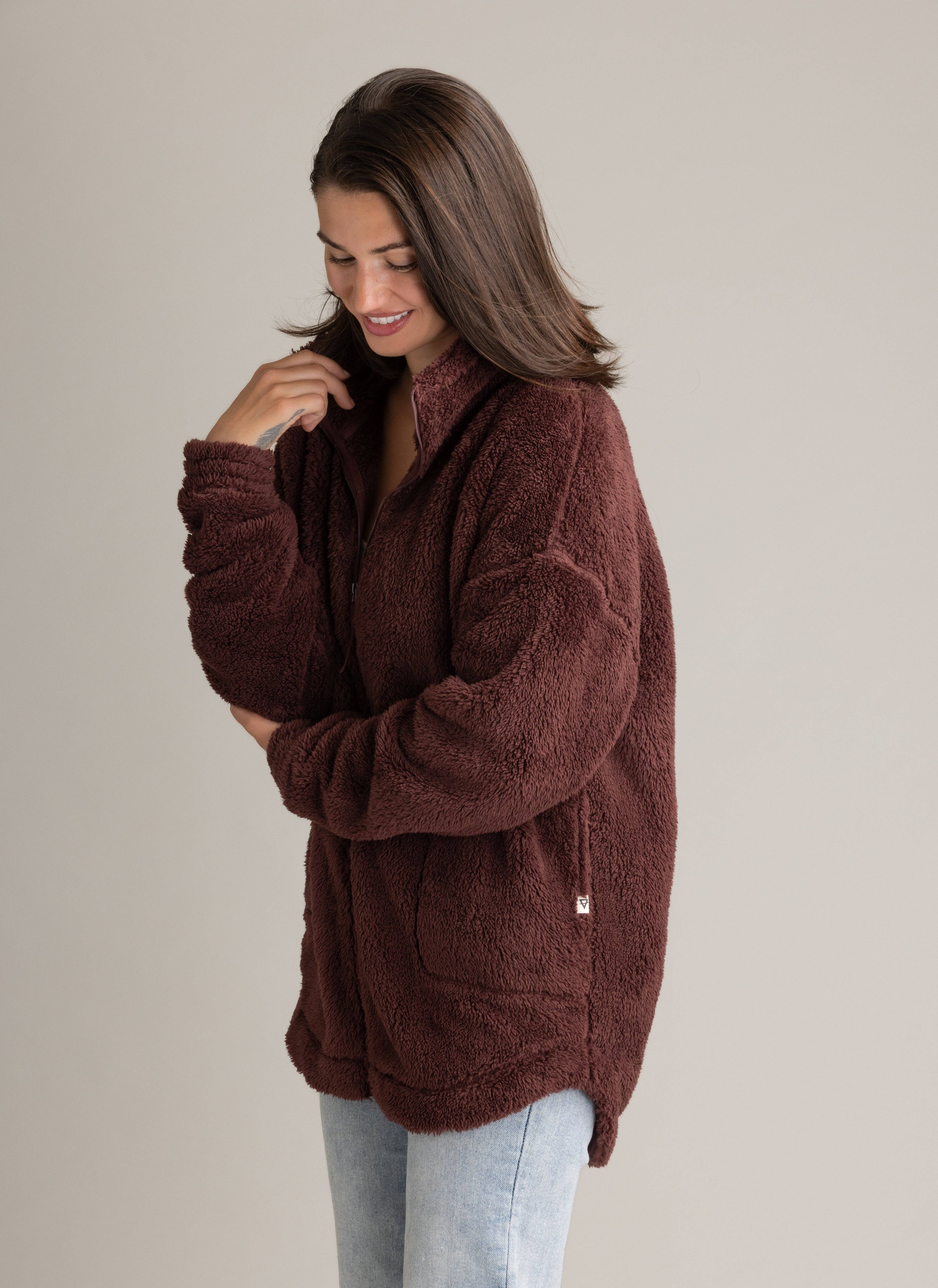 Bitter Chocolate Women's Leila Eyelash Sherpa Full Zip for wholesale on Faire0