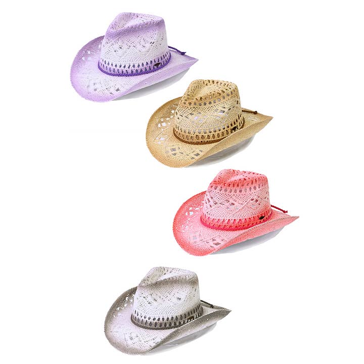 Hana - Wholesale Cowboy Hat - Kids - C.C KIDS Braided Suede Trim Band Weave Cowboy Hat