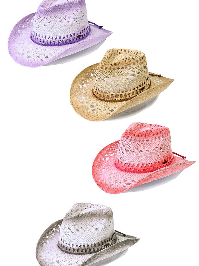 C.C KIDS Braided Suede Trim Band Weave Cowboy Hat for wholesale by Hana