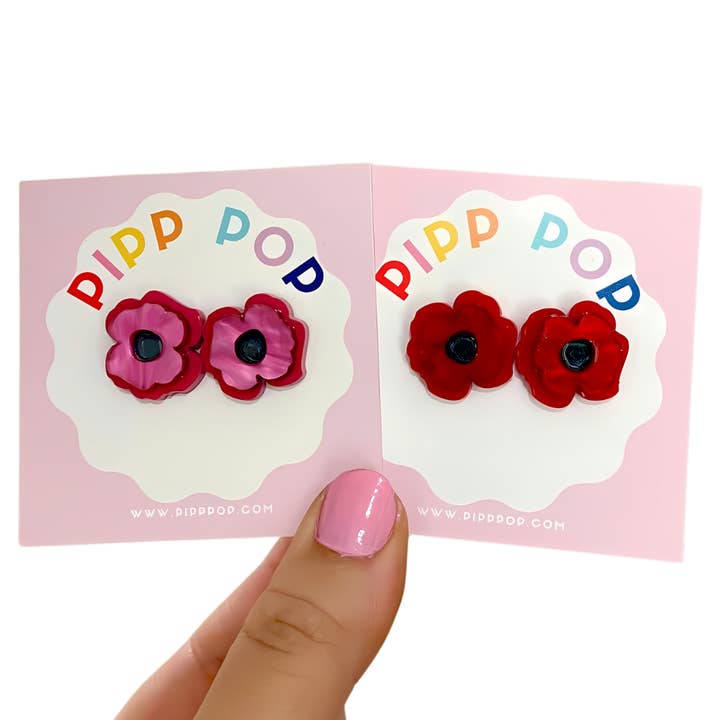 Pipp Pop – wholesale Stud/post earrings – Pip's Poppy Studs - 3 Colours Available6