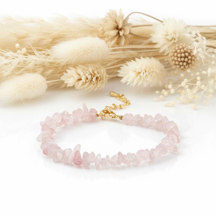 Rosenquarzsteinarmband für den Großhandel von Produtos Namasté