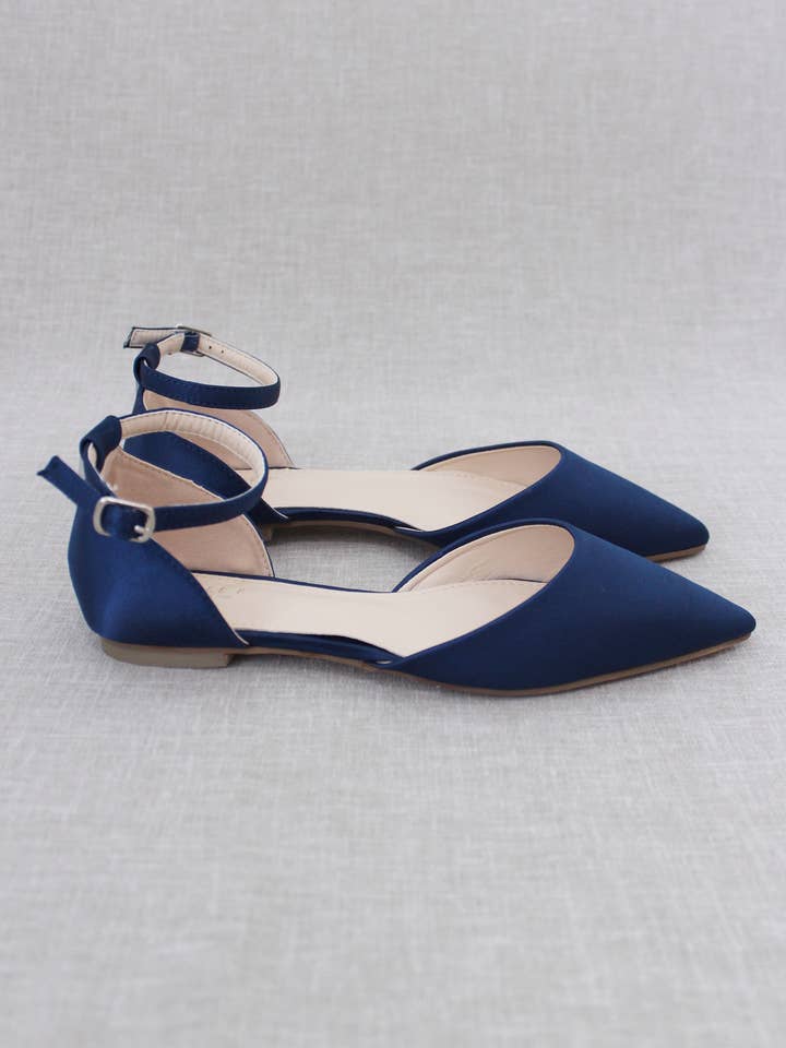 Kailee P. - Wholesale Flats - Women's - Satin Pointy Toe Flats with Ankle Strap26