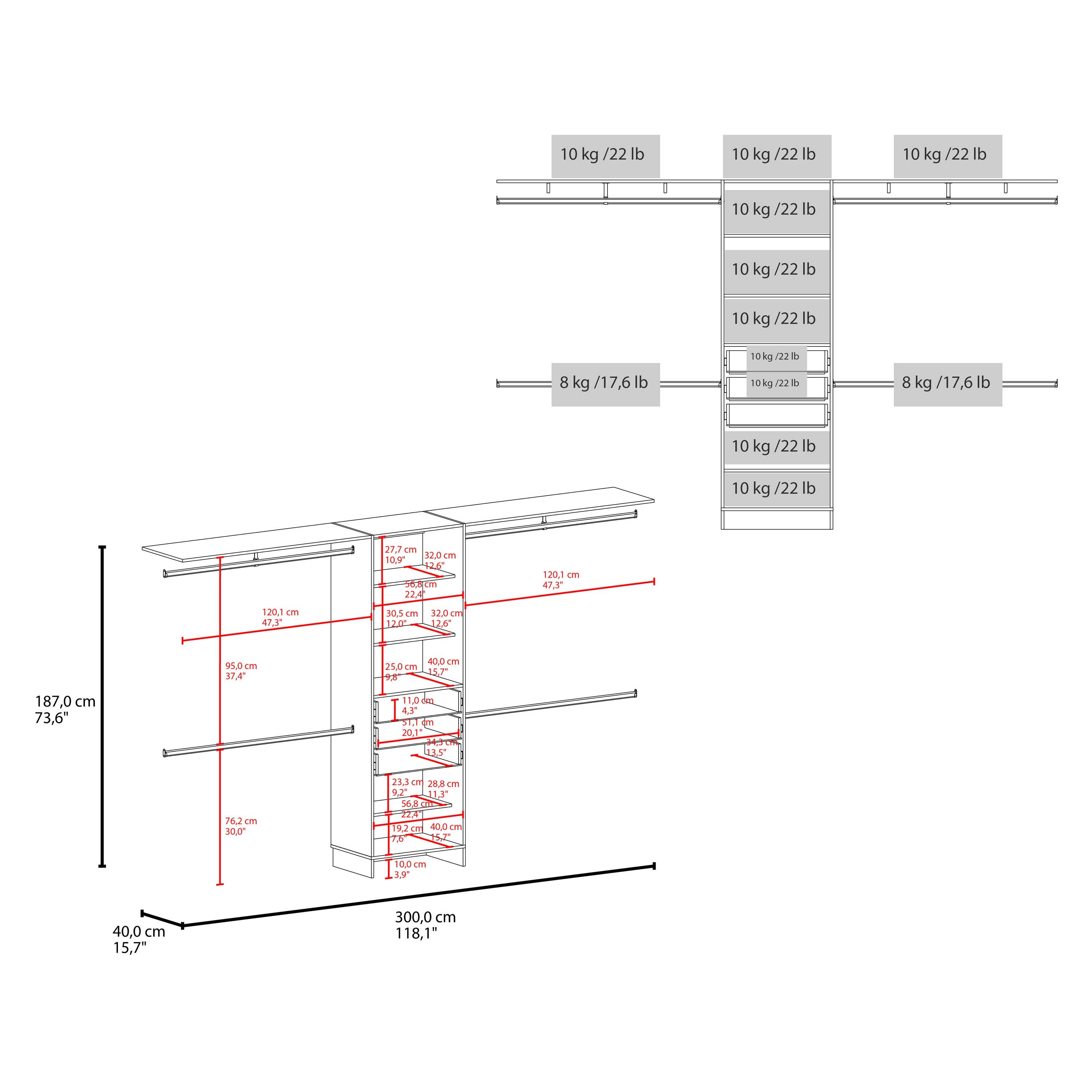 TUHOME FURNITURE - Wholesale Bedroom Furniture - Walking Closet Plego 3, Open Wardrove for Wall With Shelves10