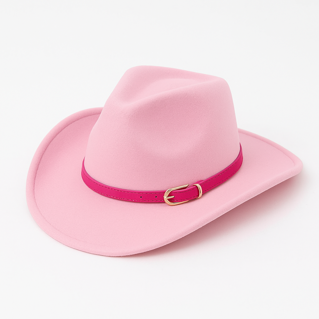 Syrrios Gifts LLC - Wholesale Cowboy Hat - Unisex - Cowboy Cowgirl Western Felt Hat with Pink Band Buckle4