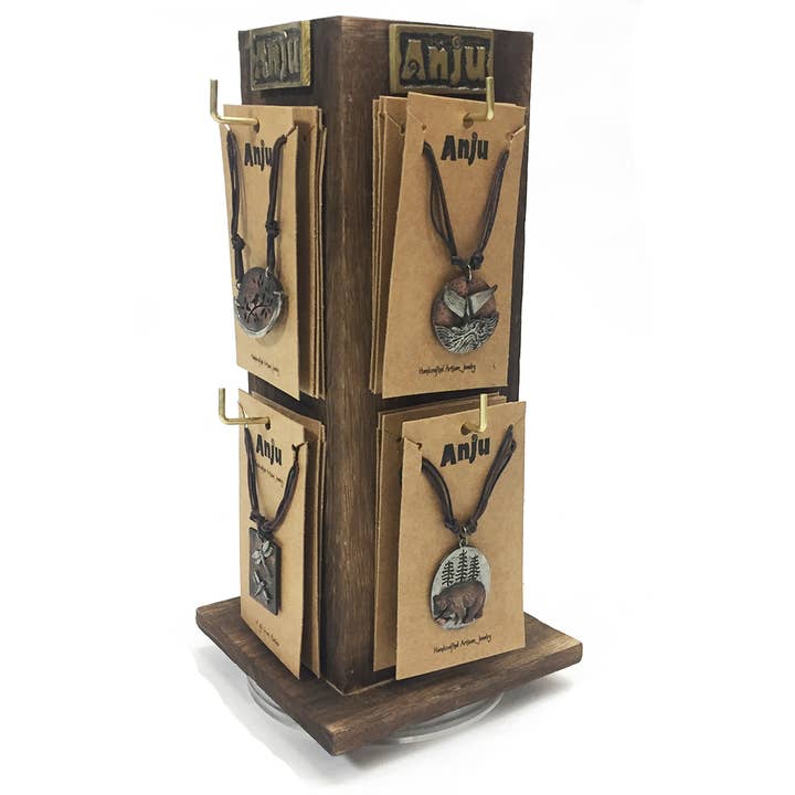 32-Zinn-Halsketten und Spinner-Display-Prepack für den Großhandel von Anju Jewelry