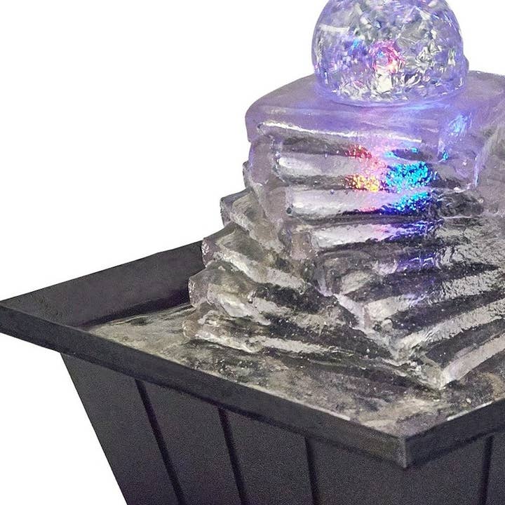 HomeRoots - Wholesale Decorative Tabletop Object - 8" Clear Polyresin Ice Design Tabletop Fountain With LED3