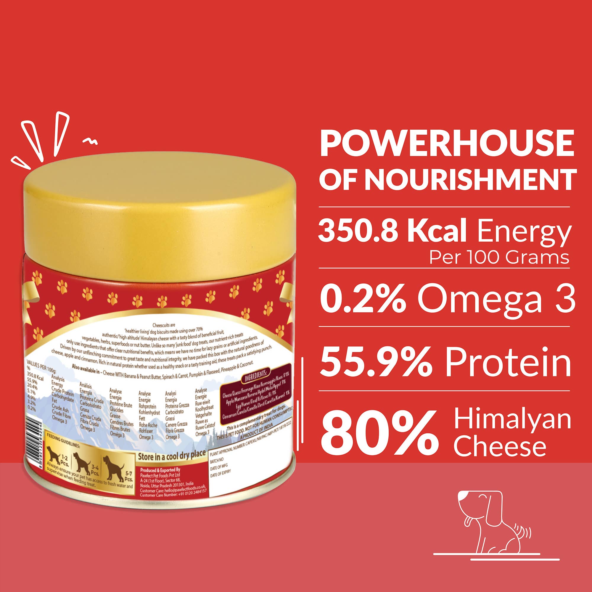 Pawfect Foods - Venta al por mayor Chuches - Perros - Pawfect Cheesecuits | Galletas de queso con manzana, huevos y canela para perros | Premios de entrenamiento totalmente naturales | Premios de alta proteína | Sin cereales | Hipoalergénico (100g/3.53oz)1